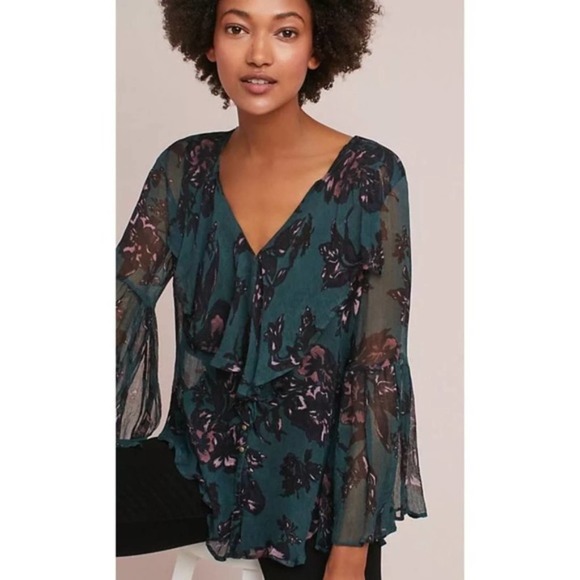 Anthropologie Tops - Anthropologie Featherbone Femme Ruffled Blouse